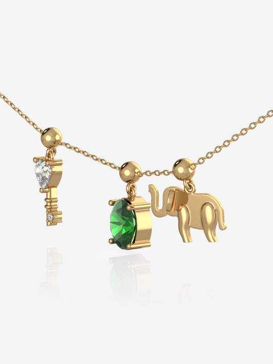 Sterling Silver Symbolic Charm Necklace and 18K Gold Plated