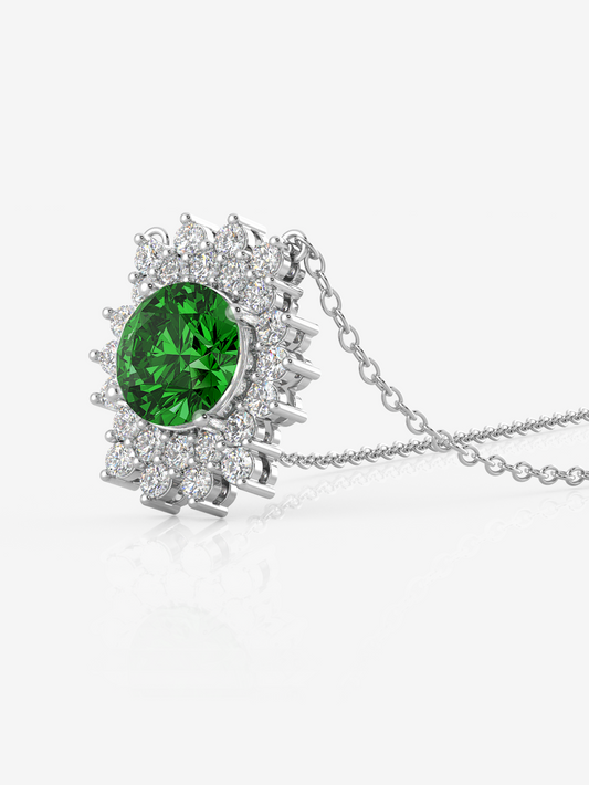 Silver Mellisa Green Necklace, Rhodium Plated
