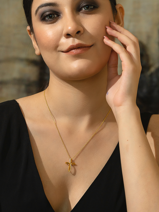 Silver Infinity Cross Necklace and 18K Gold Plated