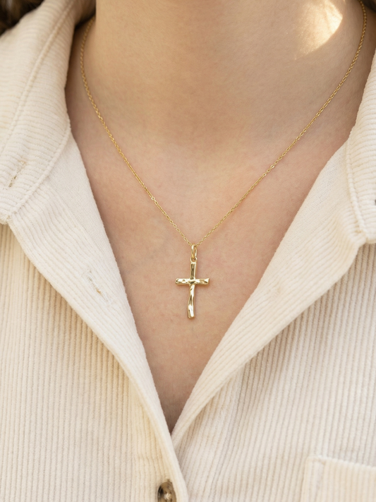 Pure Grace Cross Necklace, 18K Gold Plated 1 Micron Thickness