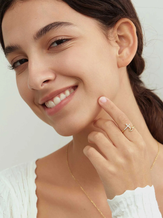 Sterling Silver Divine Embrace Cross Ring, Adjustable and Gold Vermeil 1 Micron Thickness