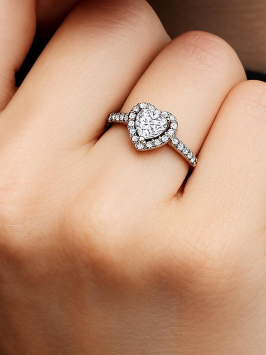Sterling Silver Unity Heart Ring, Adjustable Size and Rhodium Plated - Eternal Rose Rotating Box Included