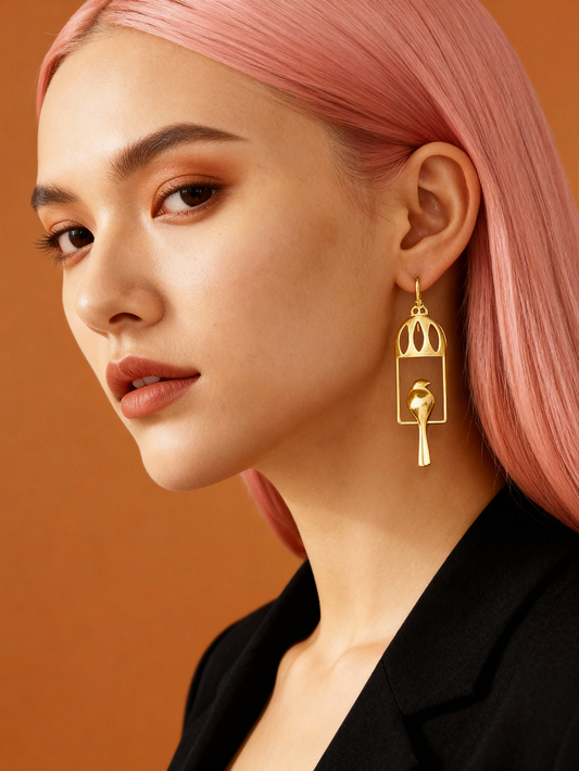 Aurelia Aviary Drop Earrings in 18K Gold Plating