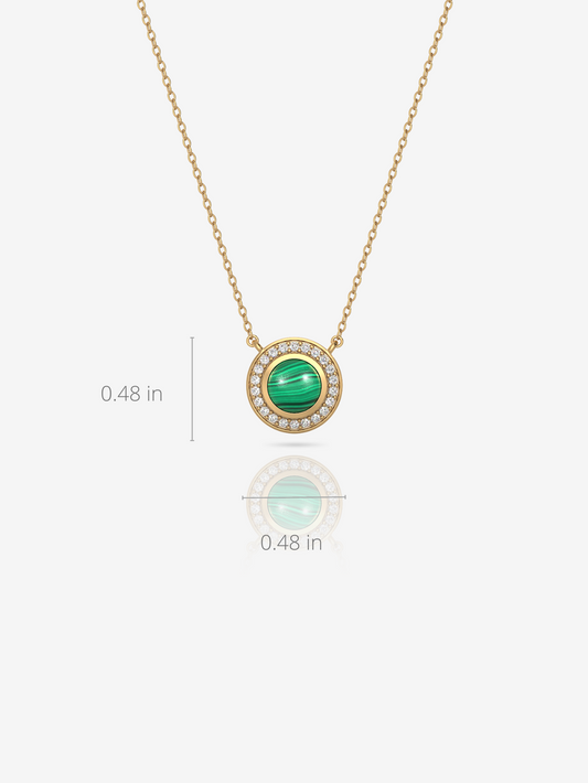 Silver Malachite Stationed Necklace, Gold Plated - Verozi