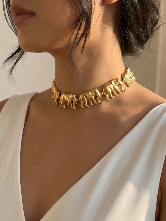 Elevara Choker Necklace, 18K Gold Plated