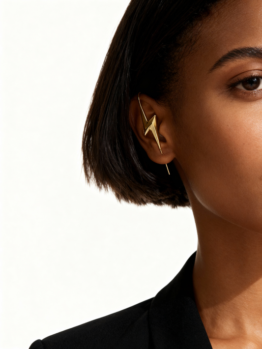 Celestia Lightning Bolt Earrings in 18K Gold Plating - Pair