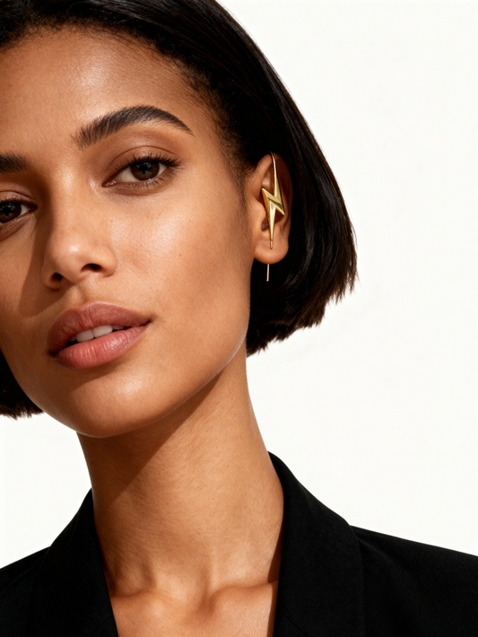 Celestia Lightning Bolt Earrings in 18K Gold Plating - Pair