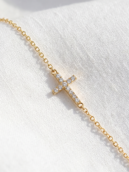 Cross Of Light Bracelet, Gold Plated 1 Micron Thickness