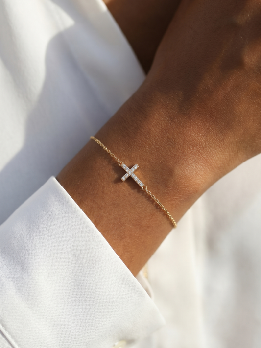 Cross Of Light Bracelet, Gold Plated 1 Micron Thickness
