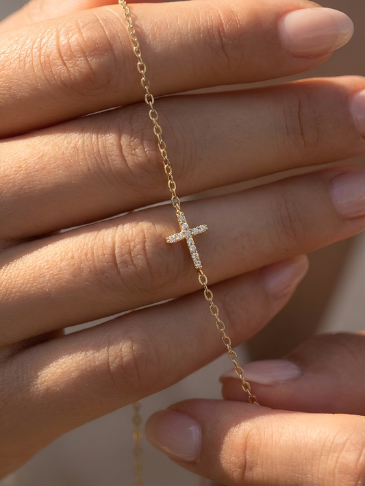 Cross Of Light Bracelet, Gold Plated 1 Micron Thickness