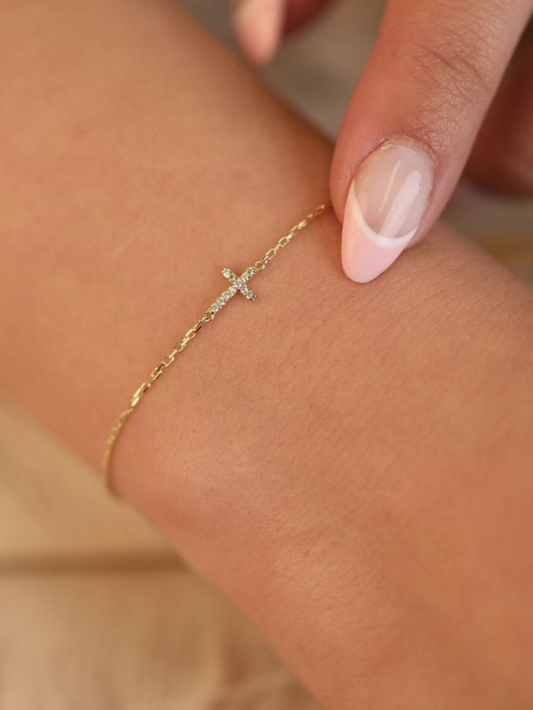 Sterling Silver Cross Of Light Bracelet, Gold Vermeil 1 Micron Thickness