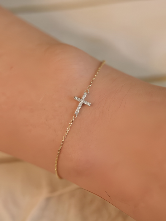 Sterling Silver Cross Of Light Bracelet, Gold Vermeil 1 Micron Thickness