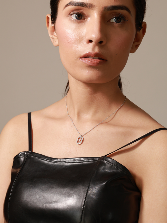 Sterling Silver Oval Of Grace Cross Necklace, Rhodium Plated