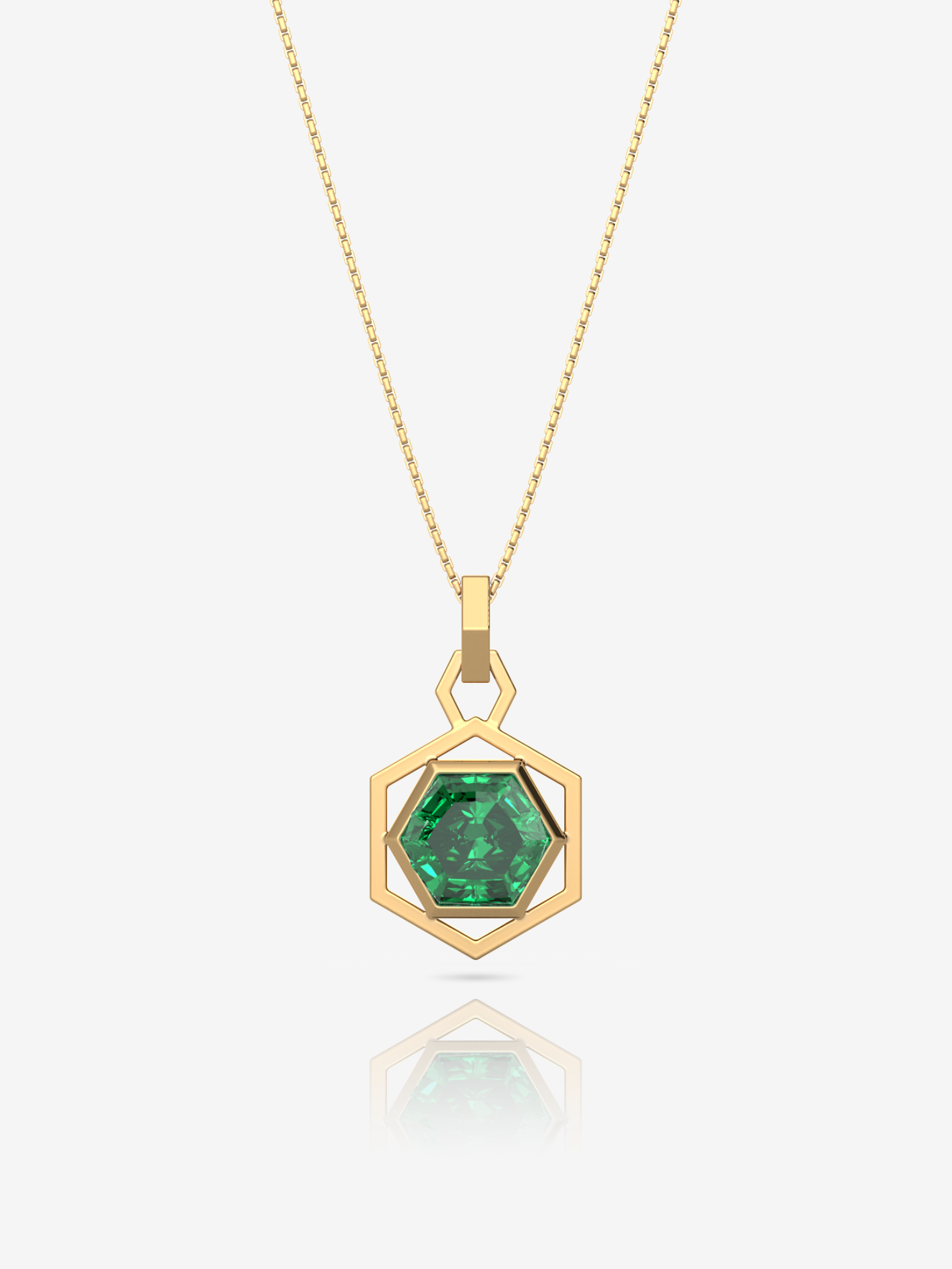 Sterling Silver Square Shape Hydro White Rhodium Plated Emerald Green  Pendant Surrounded With Studded White Cubic