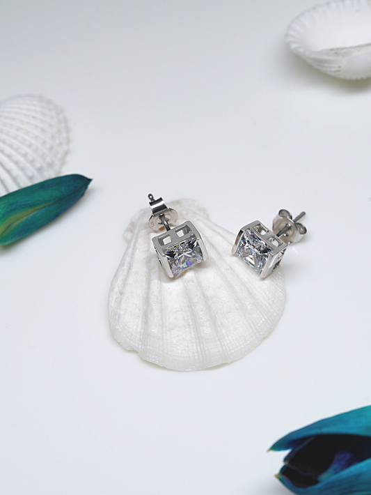 Silver Princess Stately Earrings and Rhodium Plated - Verozi