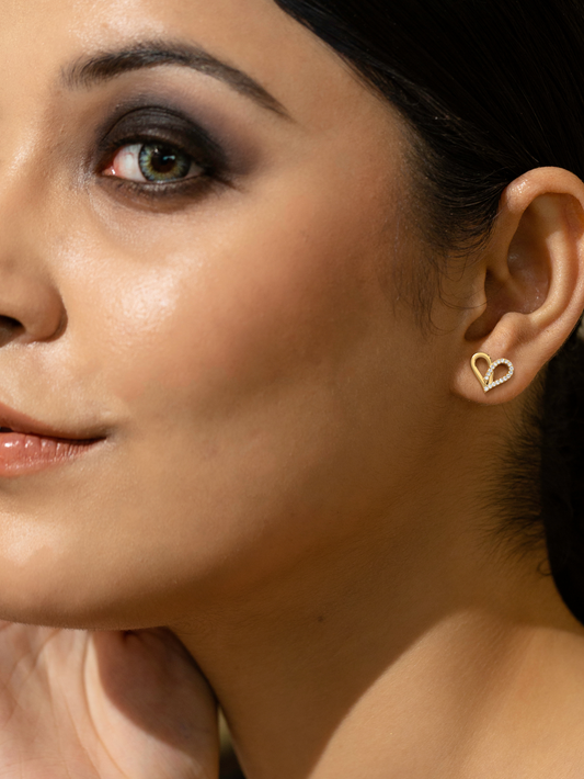 Attract Heart Earrings 925 Sterling Silver and 18k Gold Plated - Verozi