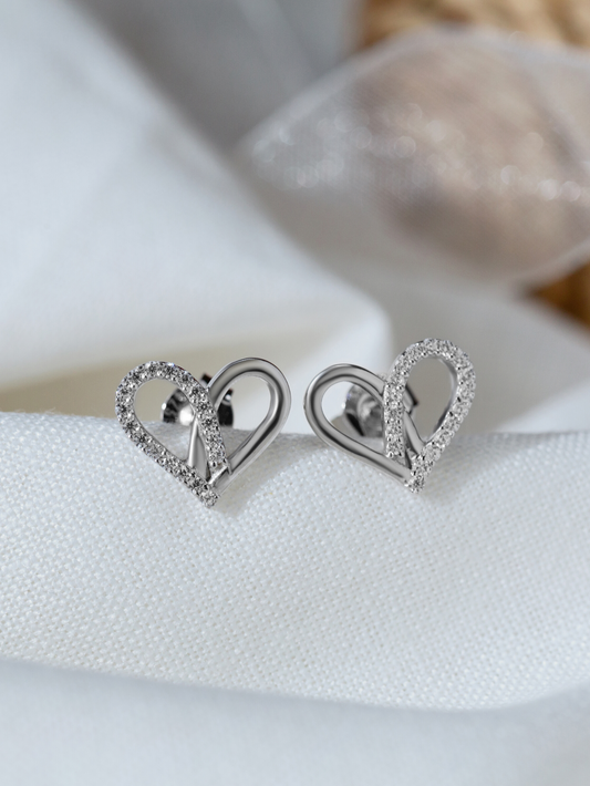 Attract Heart Earrings 925 Sterling Silver and Rhodium Plated - Verozi