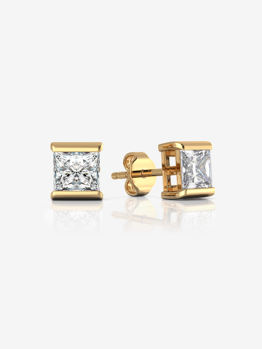 Princess Stately Earrings 925 Sterling Silver and 18K Gold Plated