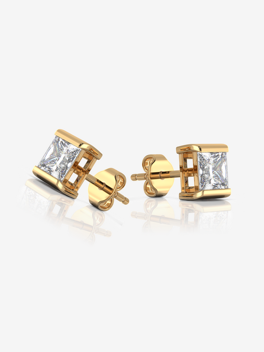 Princess Stately Earrings 925 Sterling Silver and 18K Gold Plated - Verozi