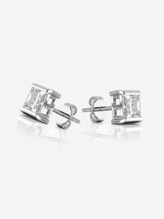 Silver Princess Stately Earrings and Rhodium Plated