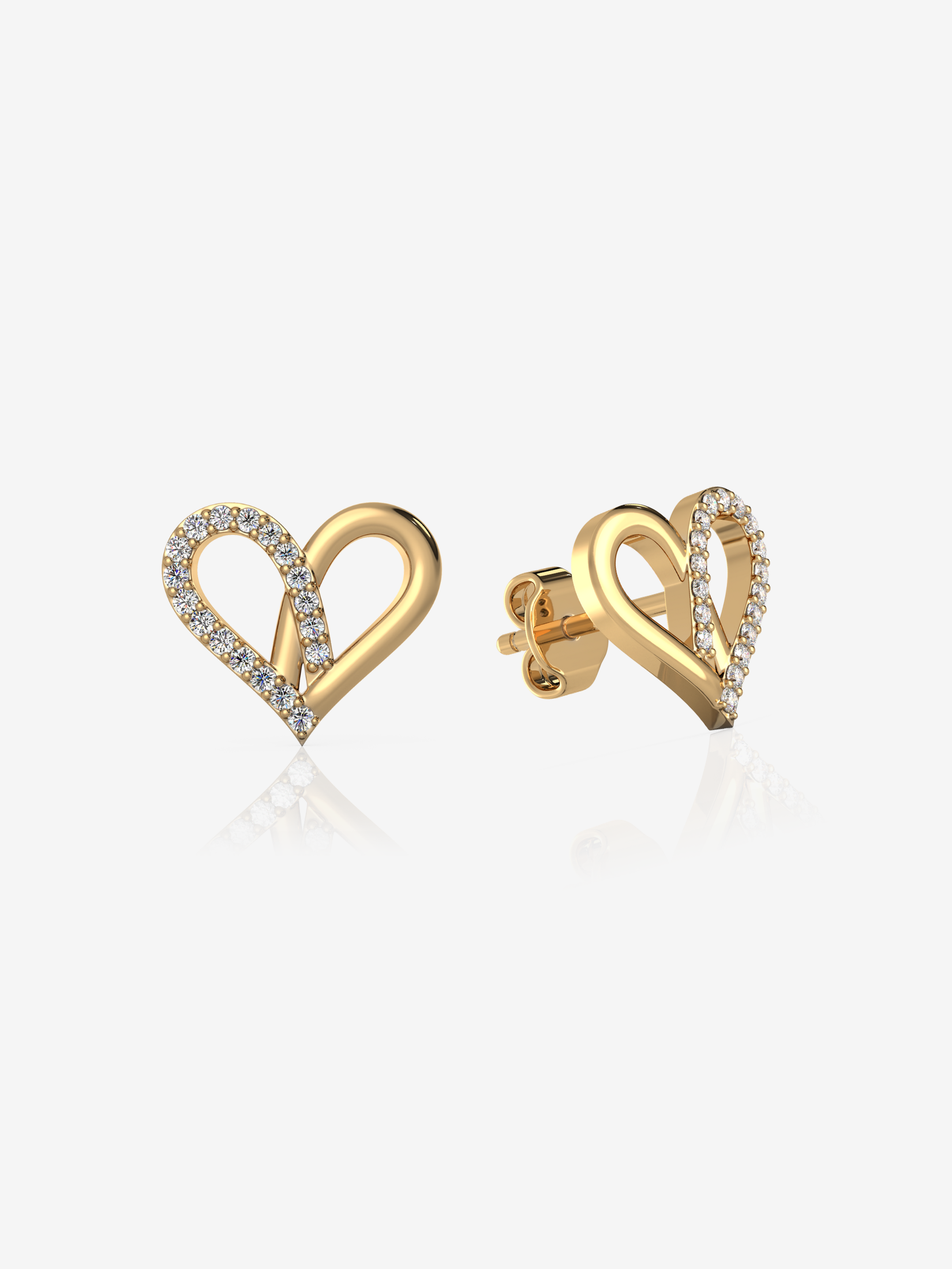 Attract Heart Earrings 925 Sterling Silver and 18k Gold Plated
