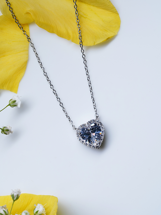 Silver Forever Heart Necklace and Rhodium Plated - Verozi