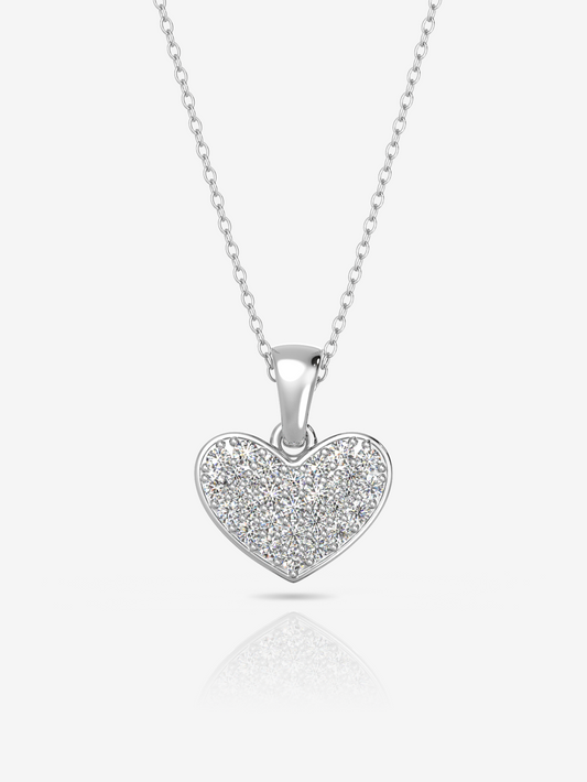 Silver Dainty Heart Necklace and Rhodium Plated