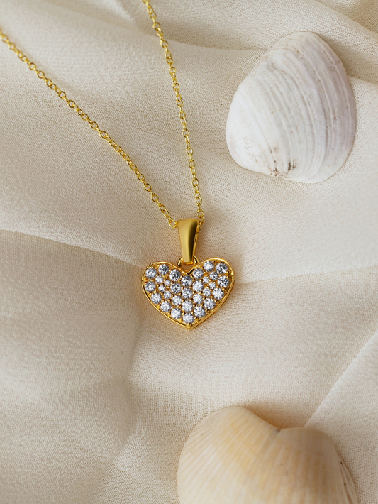 Silver Dainty Heart Necklace and 18K Gold Plated - Main Image