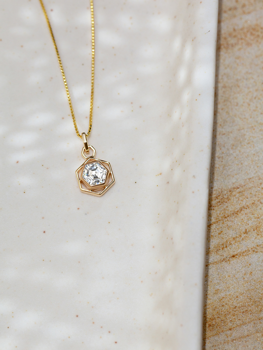 Hexagon Bold Necklace 925 Sterling Silver and 18K Gold Plated - Verozi