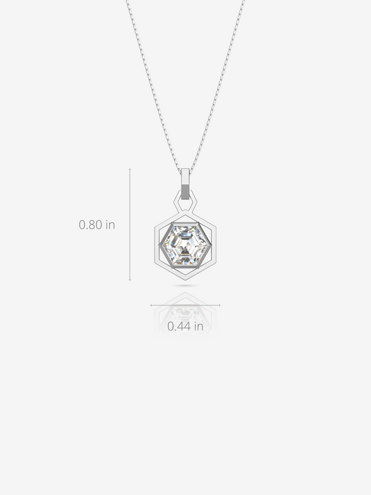 Hexagon Bold Necklace 925 Sterling Silver and Rhodium Plated - Verozi