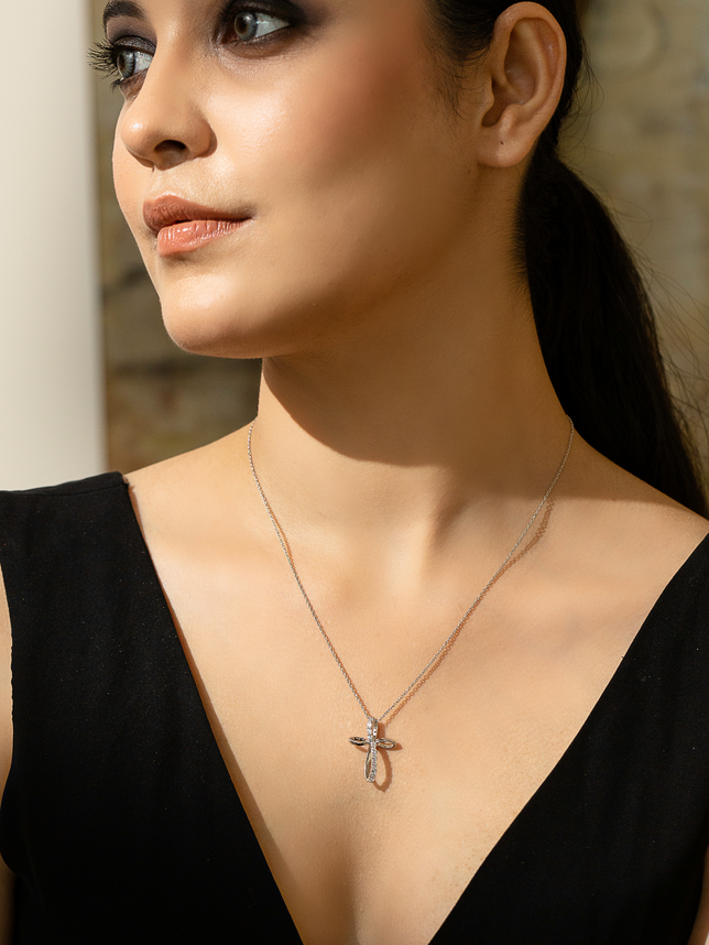 Infinity Cross Necklace 925 Sterling Silver and Rhodium Plated - Verozi