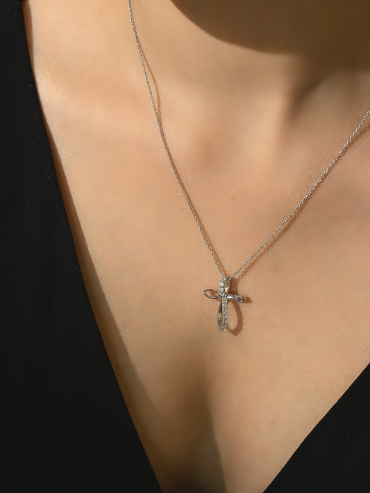 Silver infinity sales cross necklace