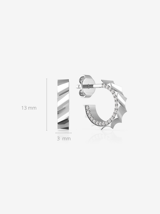 Mini Wave Hoop Earrings 925 Sterling Silver and Rhodium Plated - Verozi