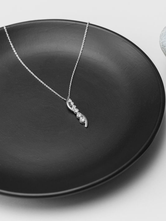 Princess Swirl Necklace 925 Sterling Silver and Rhodium Plated - Verozi