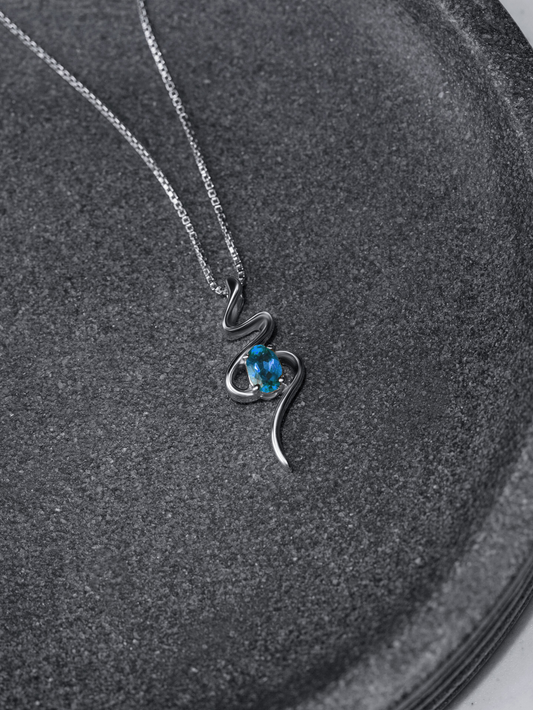 Swirl Swiss Necklace 925 Sterling Silver and Rhodium Plated - Verozi